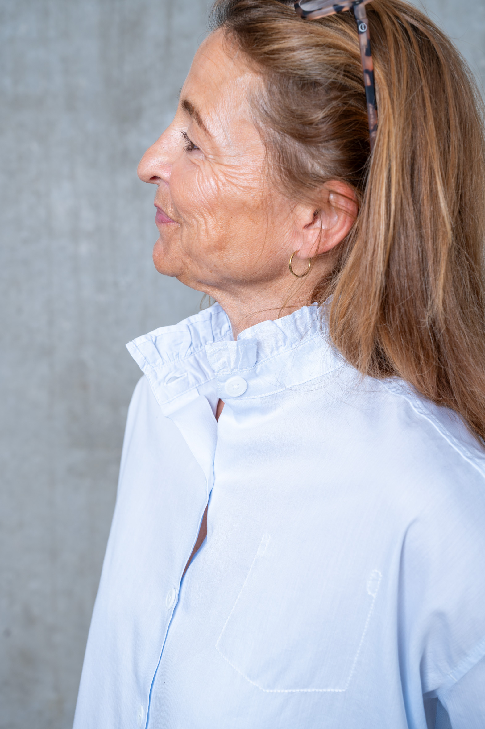 NARLI Baumwollbluse hellblau gestreift