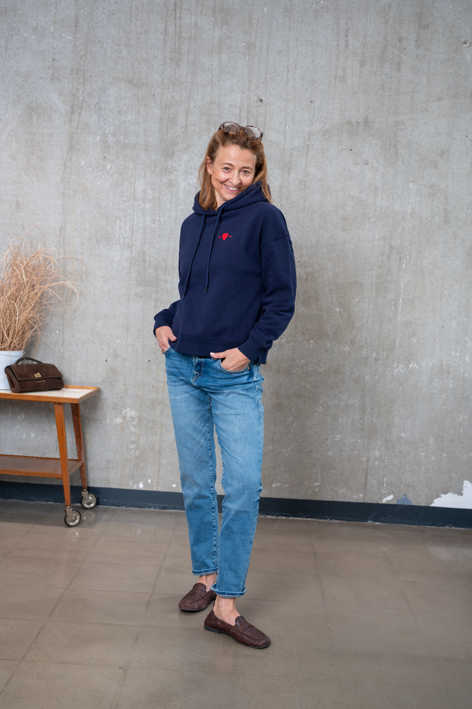 LOVE FUTURE Hoodie blau & grau