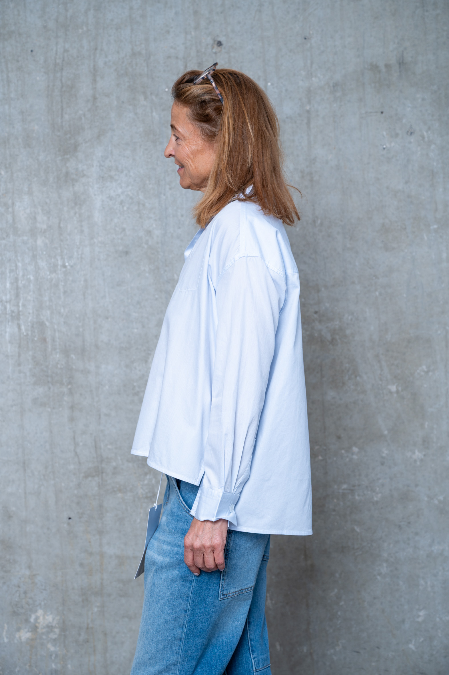 NARLI Baumwollbluse hellblau gestreift