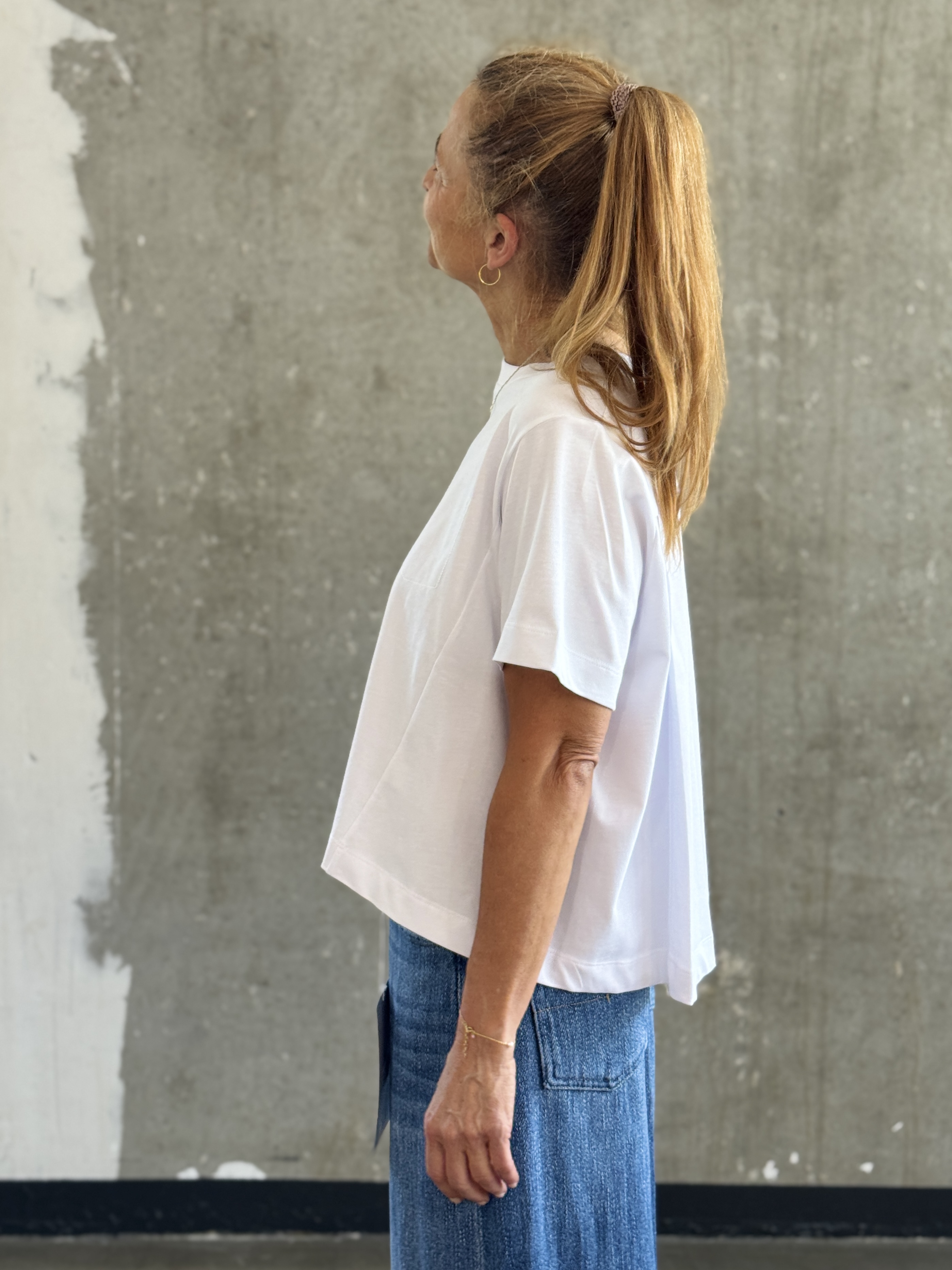 NARLI T-Shirt mit Plissee-Falte am Rücken weiss