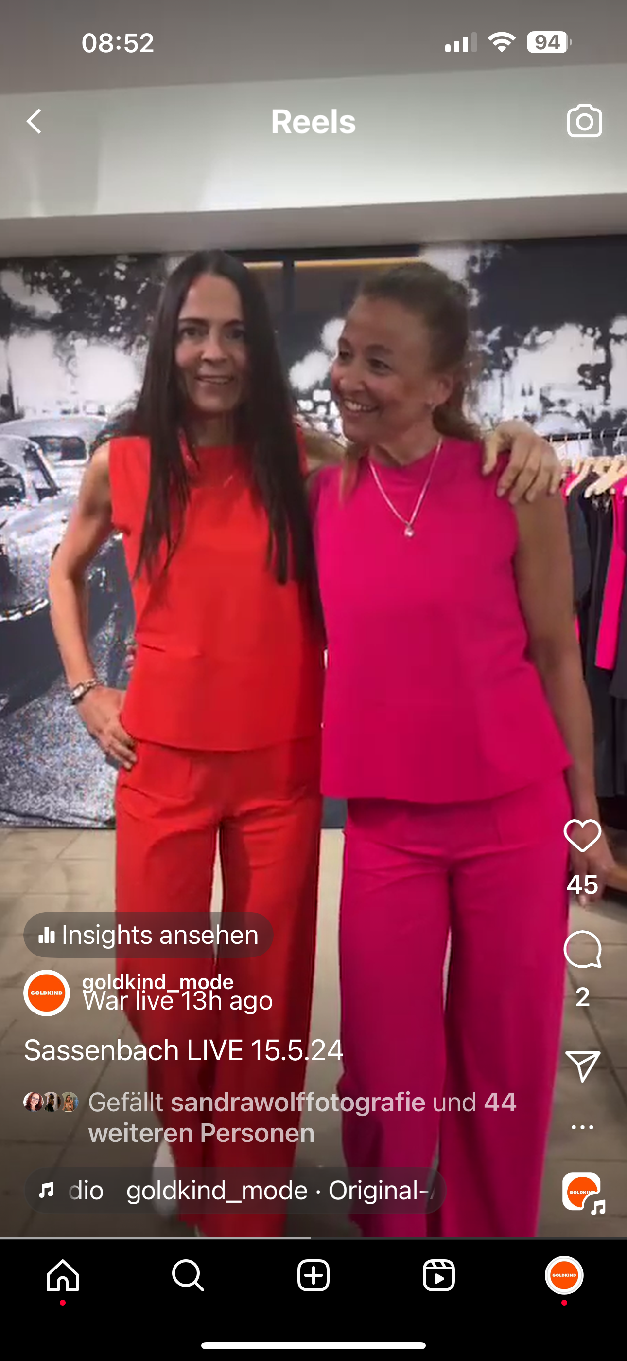 SASSENBACH_Style Hose GAEL pink & aperol & kreide