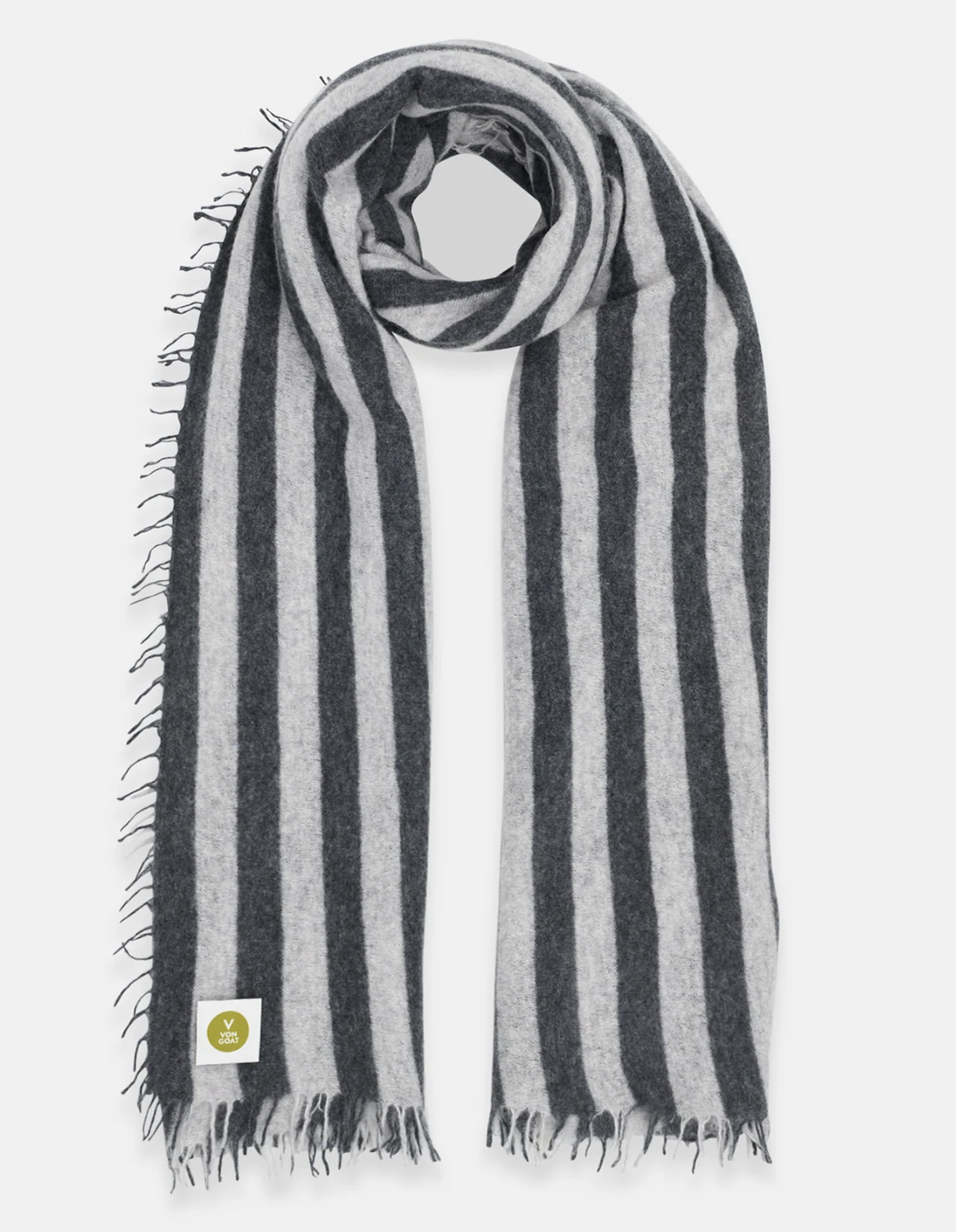 VON GOAT Cashmere Schal Streifen grau