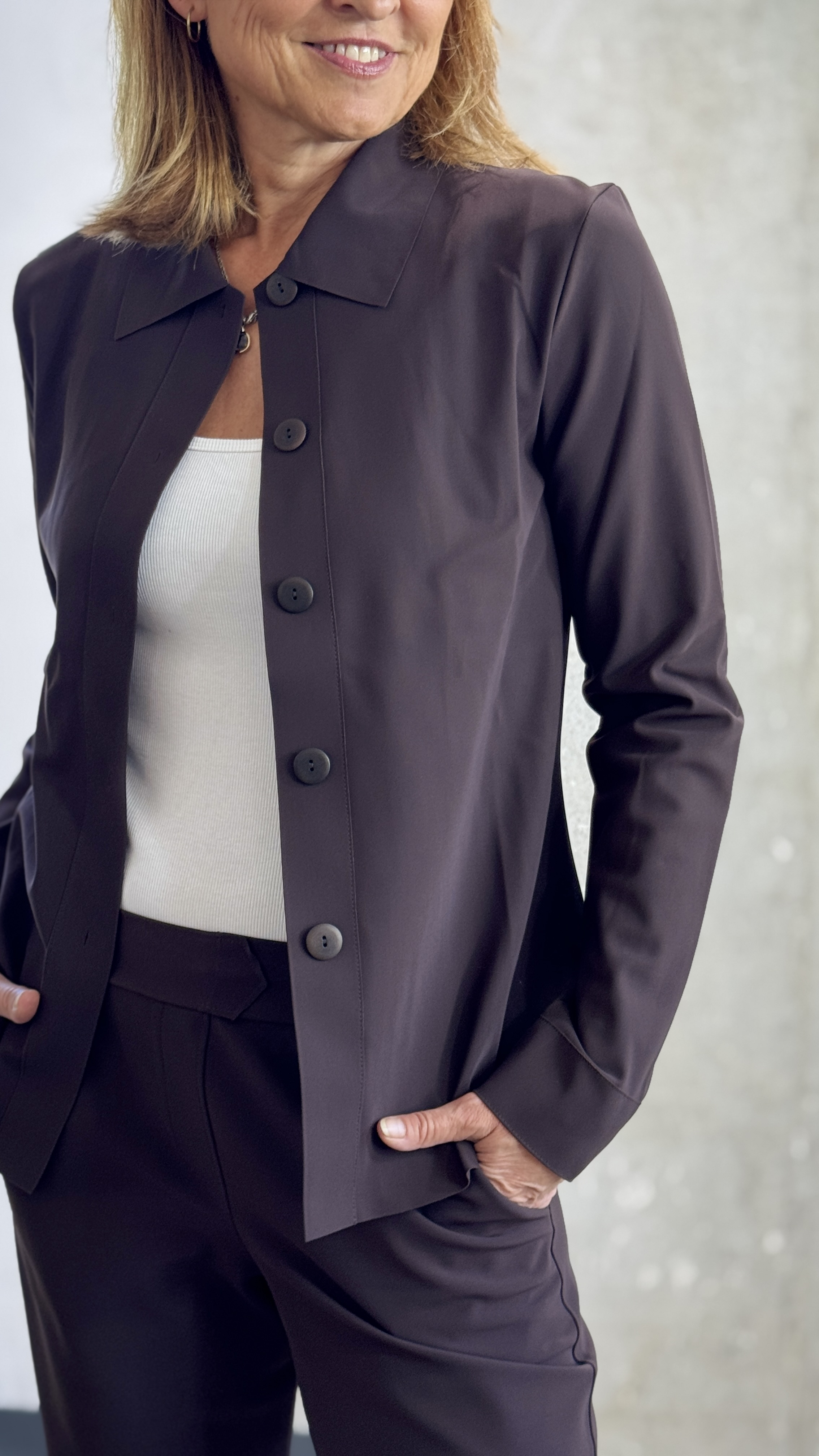 SASSENBACH_Style Bluse ALMUT schoko & schwarz