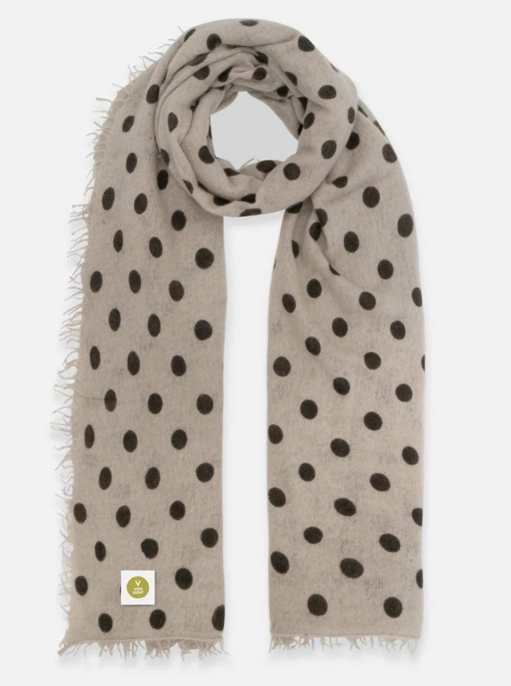 VON GOAT Cashmere Schal Dots greige melange