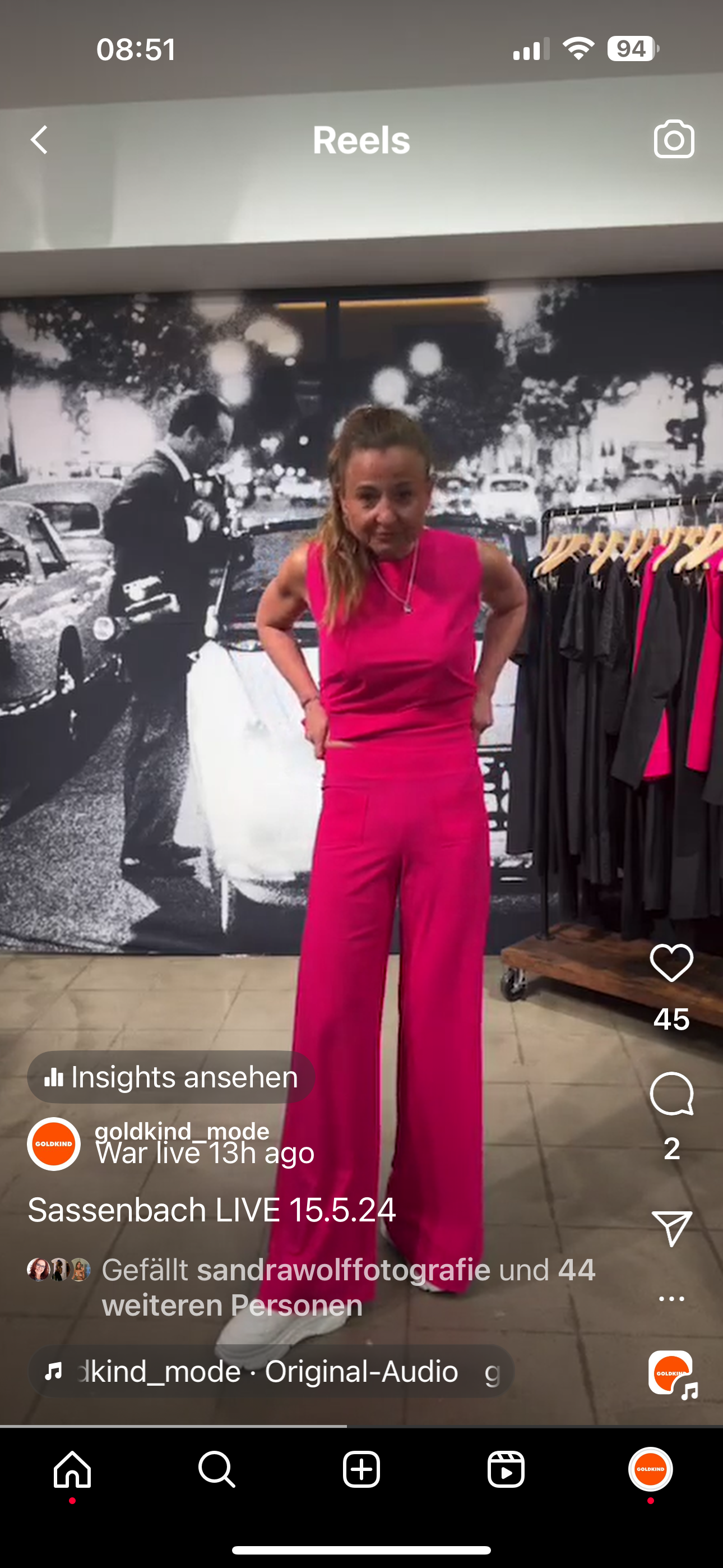 SASSENBACH_Style Hose GAEL pink & aperol & kreide