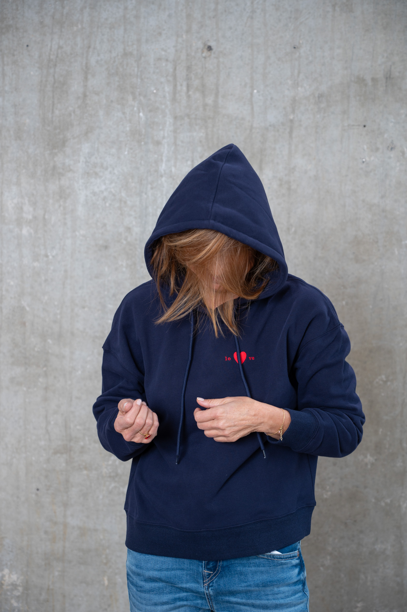 LOVE FUTURE Hoodie blau & grau