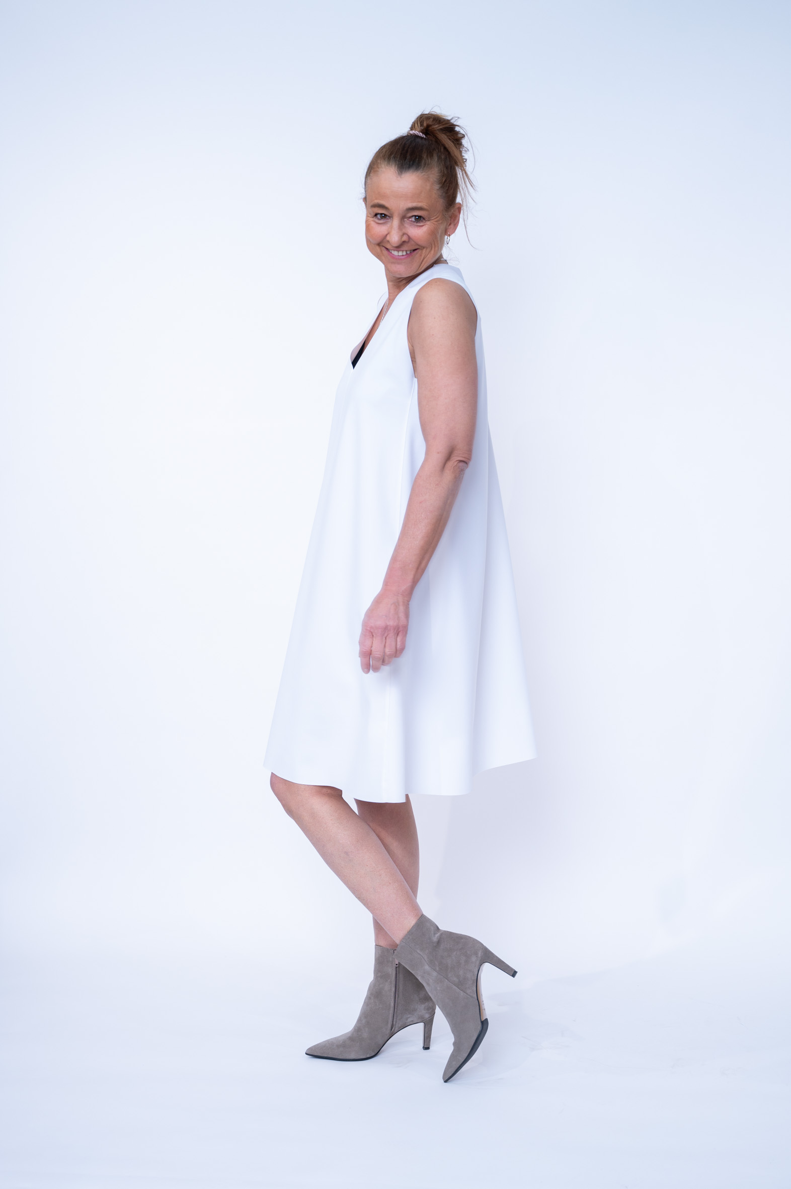 SASSENBACH Kleid ABY white & kreide & schoko 