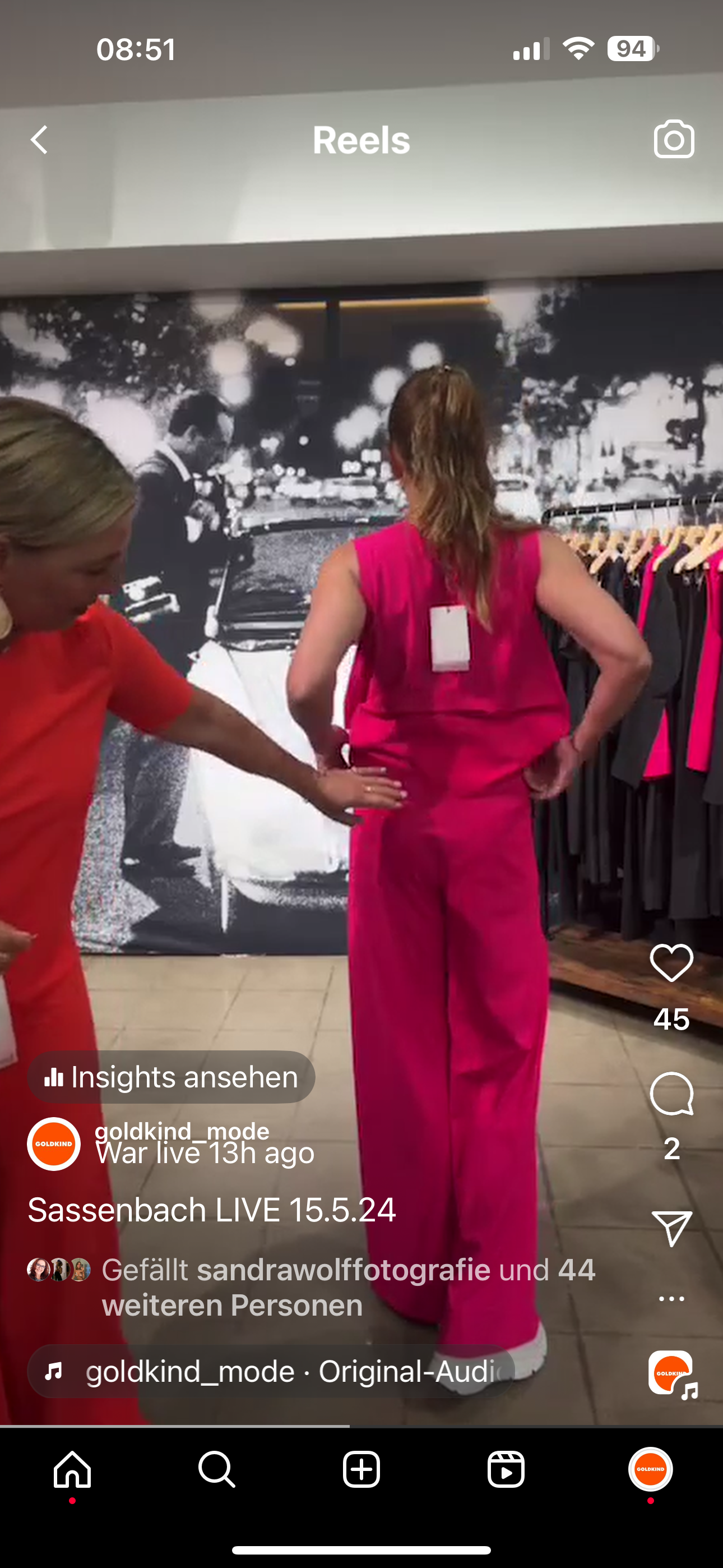 SASSENBACH_Style Hose GAEL pink & aperol & kreide