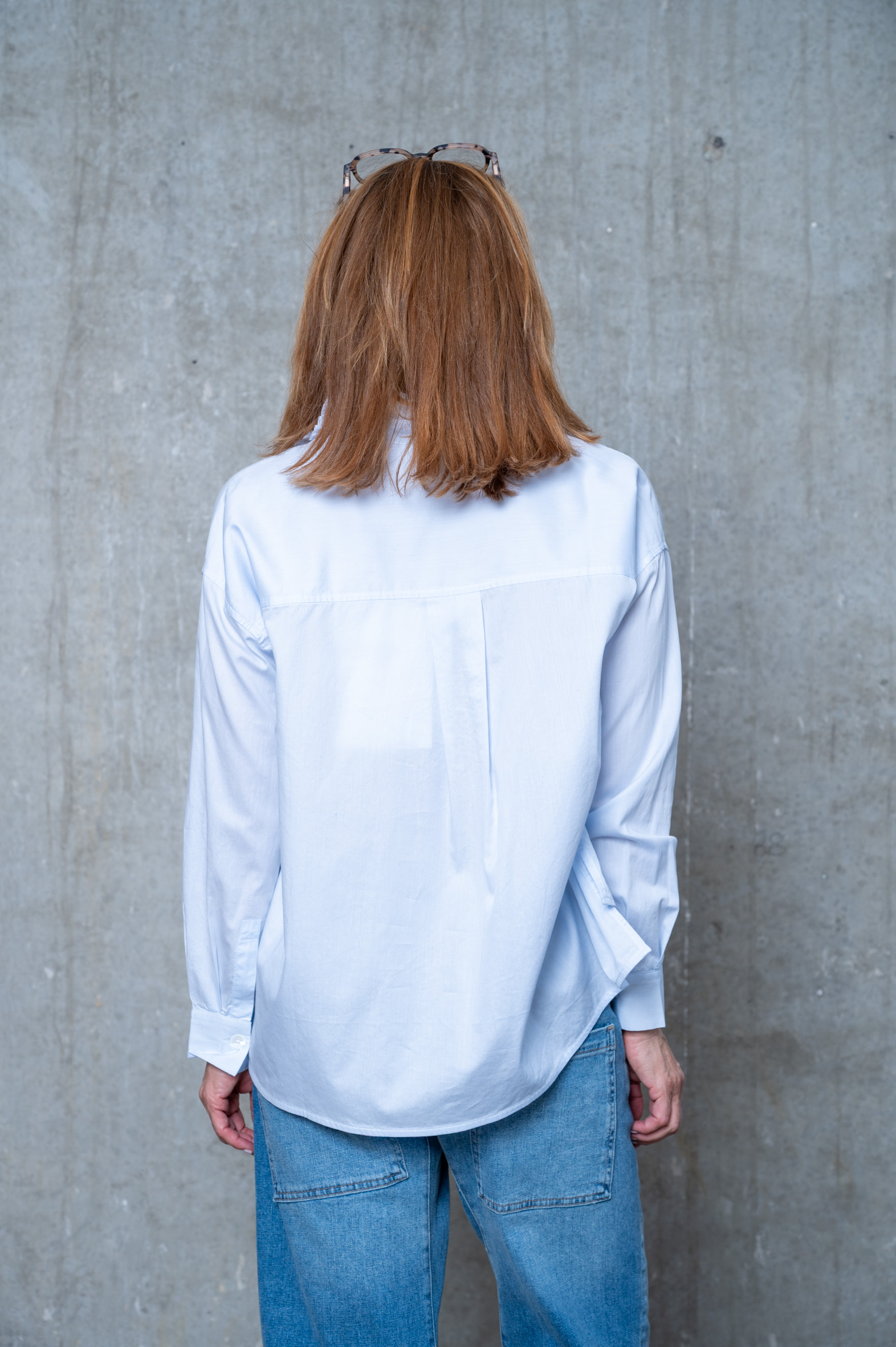 NARLI Baumwollbluse hellblau gestreift