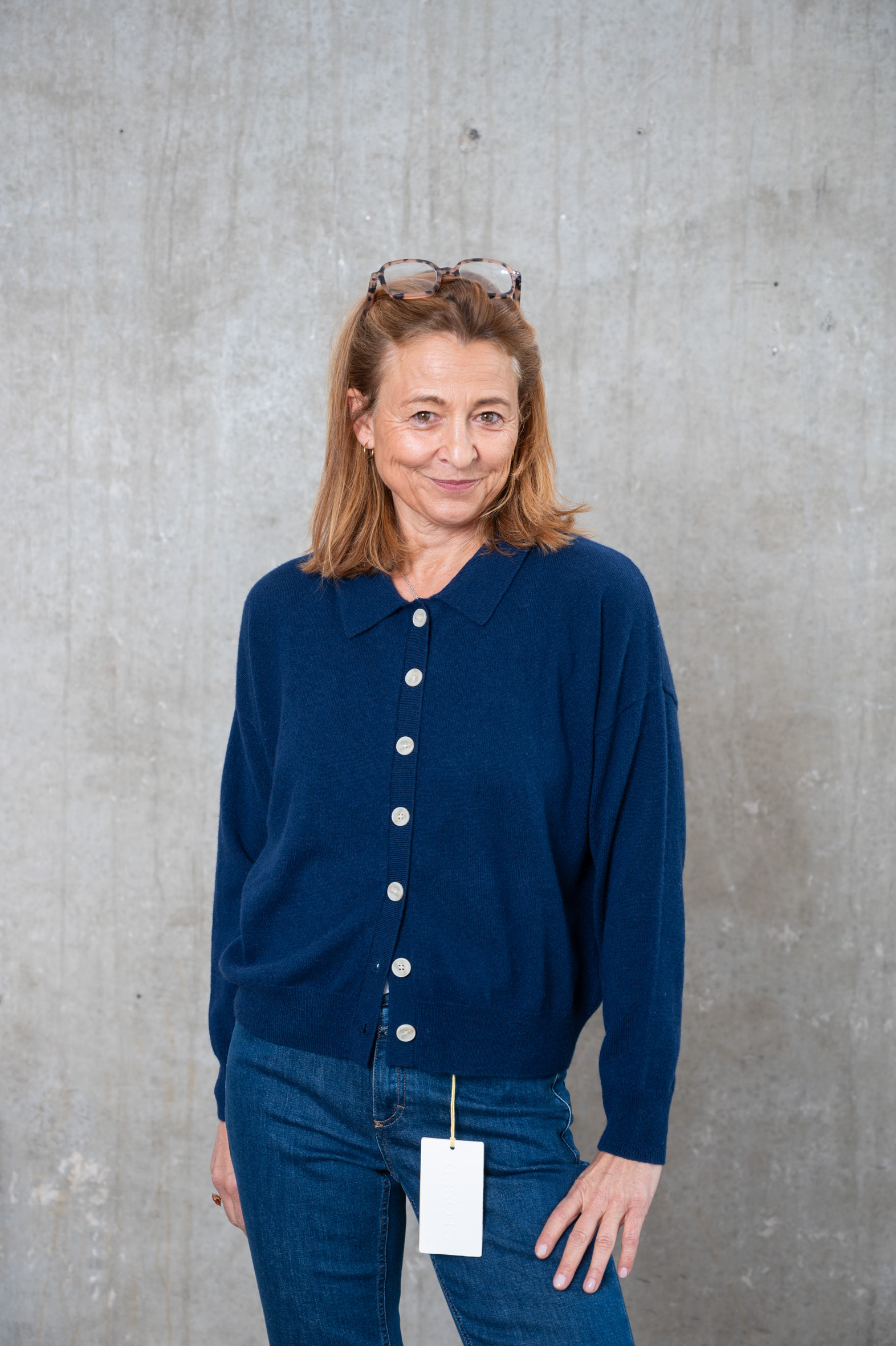 ABSOLUT CASHMERE CARDIGAN MAJURA navy&ivory