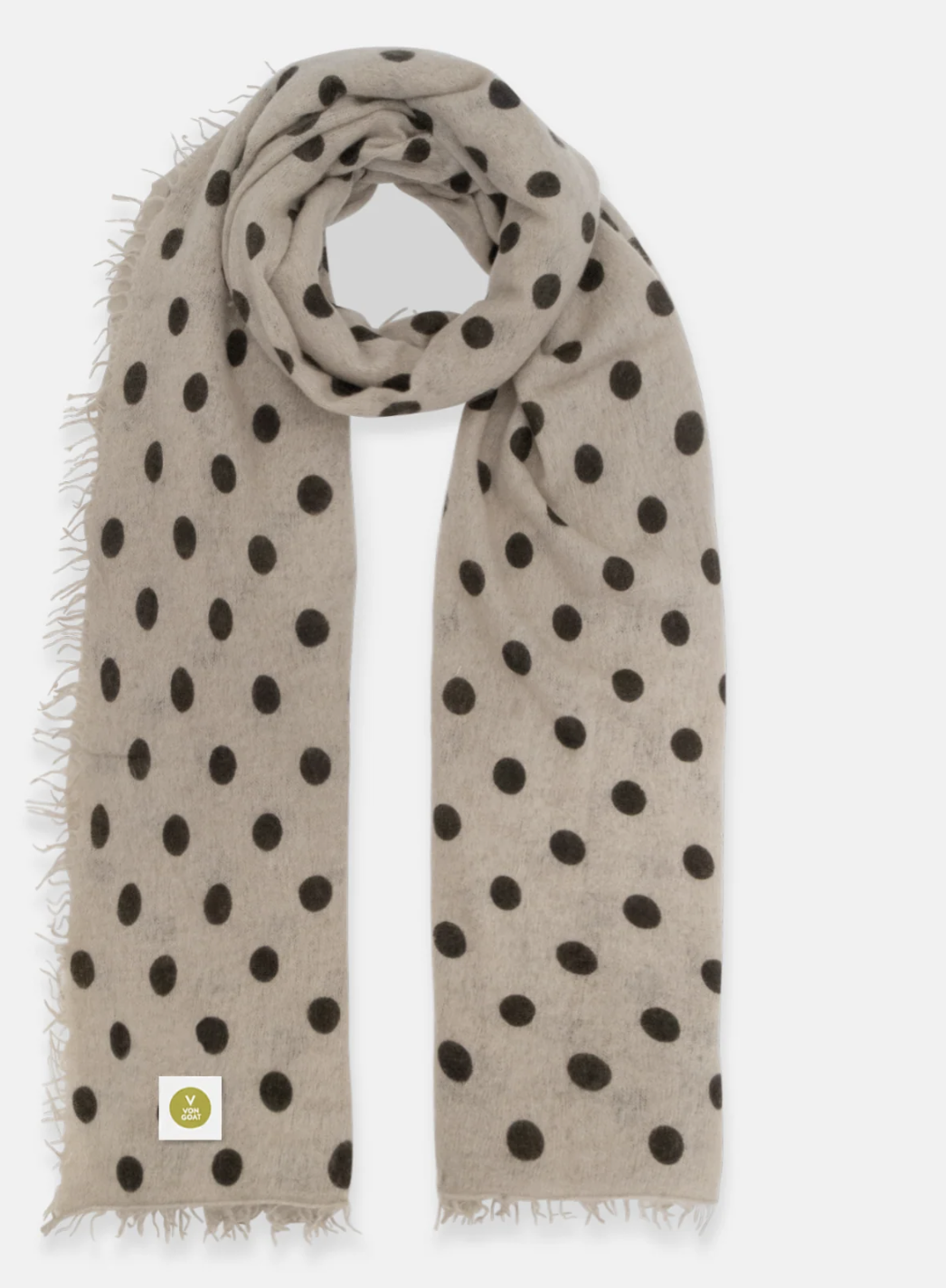 VON GOAT Cashmere Schal Polka Dots greige/canteen