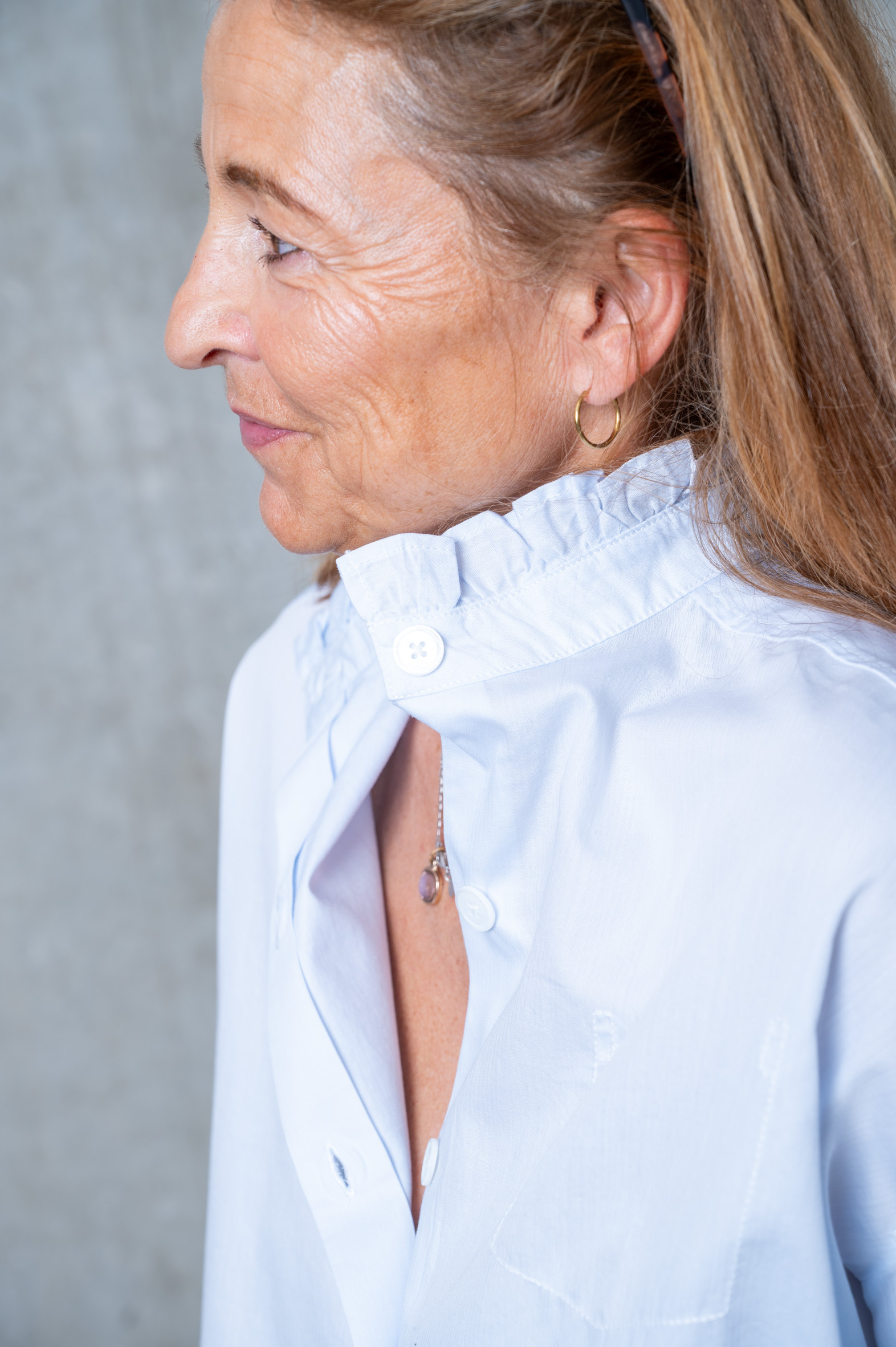 NARLI Baumwollbluse hellblau gestreift