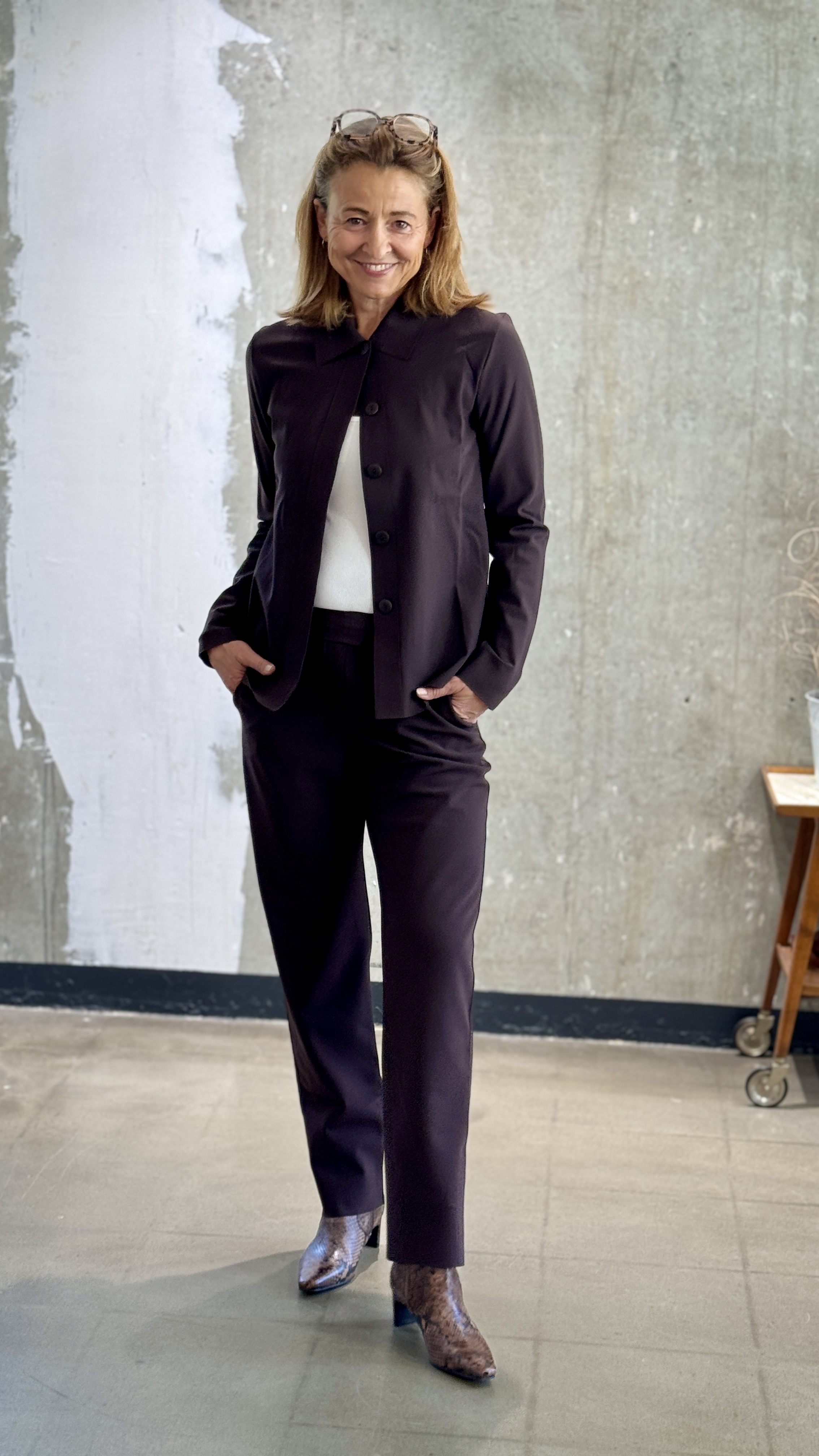 SASSENBACH_Style Bluse ALMUT schoko & schwarz