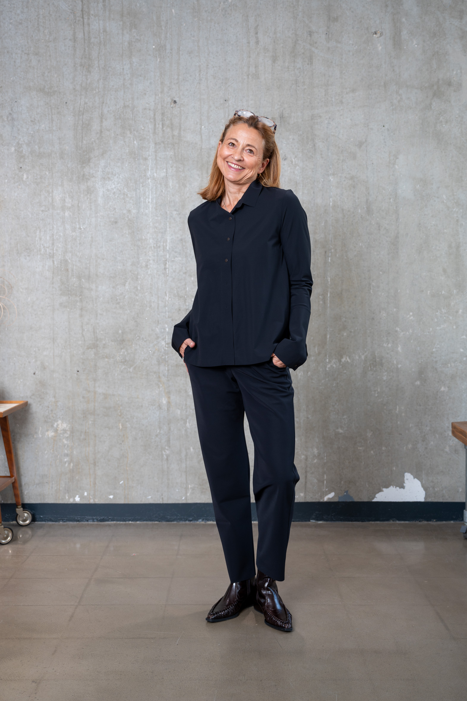 SASSENBACH_Style Bluse ALMUT schoko & schwarz